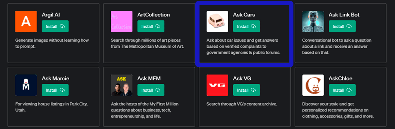 Plugin Ask Cars para ChatGPT: Tu experto en automóviles