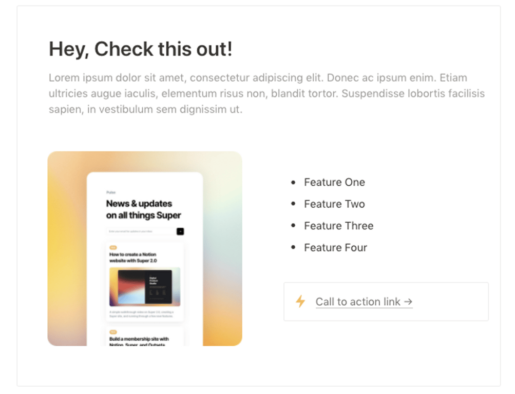 Call to action content box