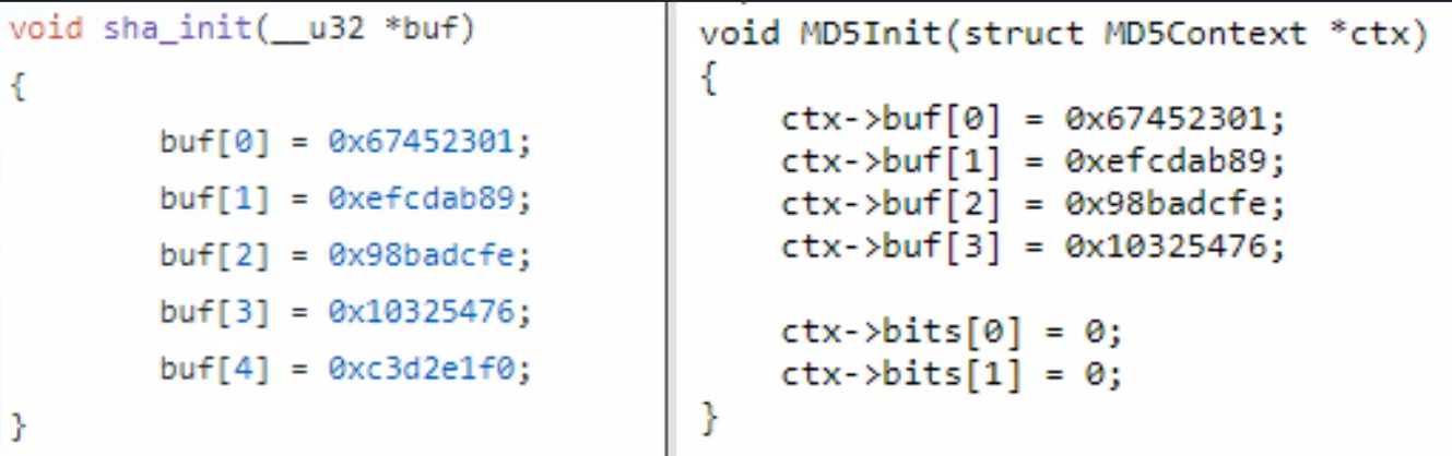 Similar init functions in SHA and MD5