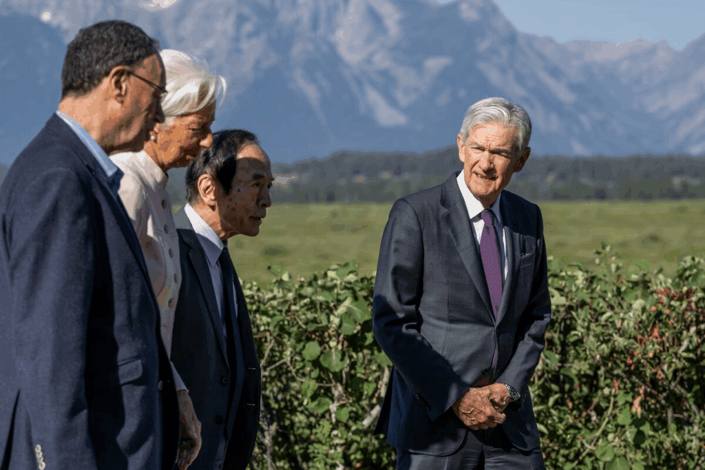 Jerome Powell pictured at Jackson Hole, sourced from Bloomberg