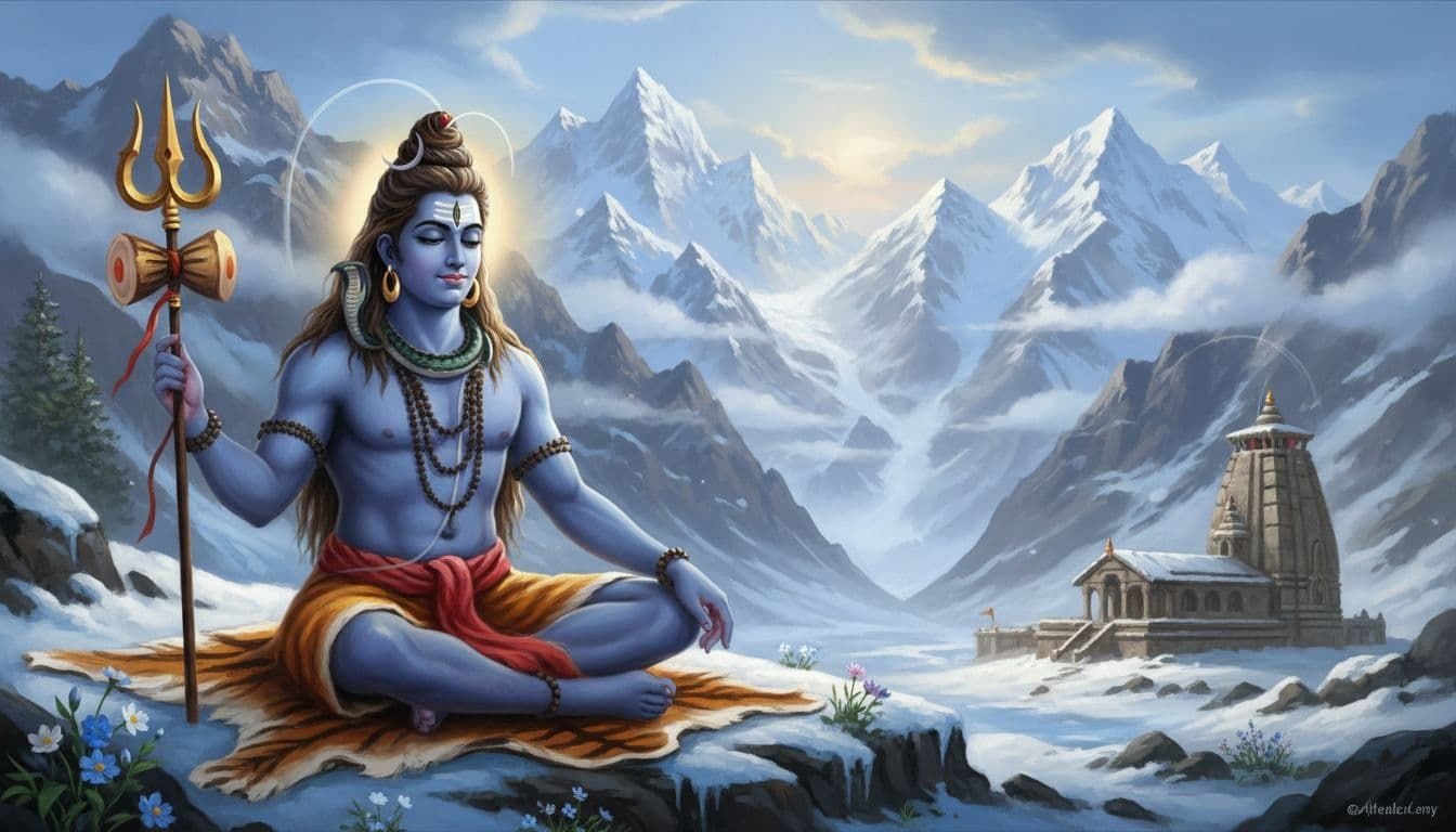 Lord Shiva meditating in Kedarnath valley