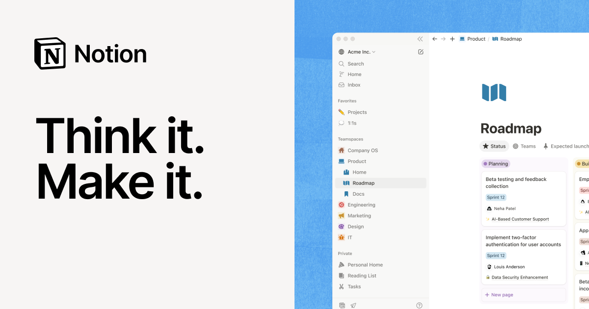 Your connected workspace for wiki, docs & projects | Notion