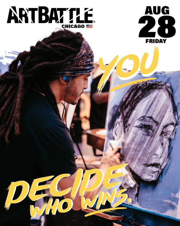 Promotional asset for Art Battle Chicago on August 28, 2026: ab4105_ads_4-5.png.