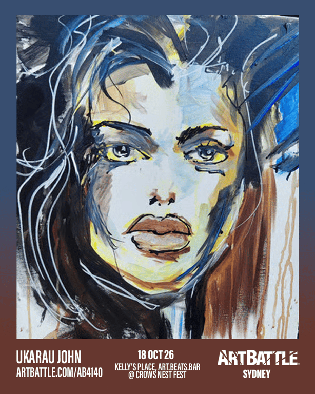 Promotional asset for Art Battle Sydney on October 18, 2026: ab4140_ukarau john.png.