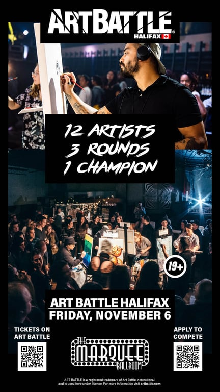 Promotional asset for Art Battle Halifax on November 6, 2026: AB4171 - Halifax - 6NOV2026A.jpg.