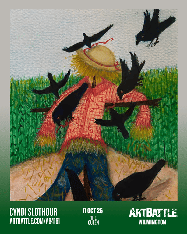 Promotional asset for Art Battle Wilmington on October 11, 2026: ab4161_cyndi slothour.png.
