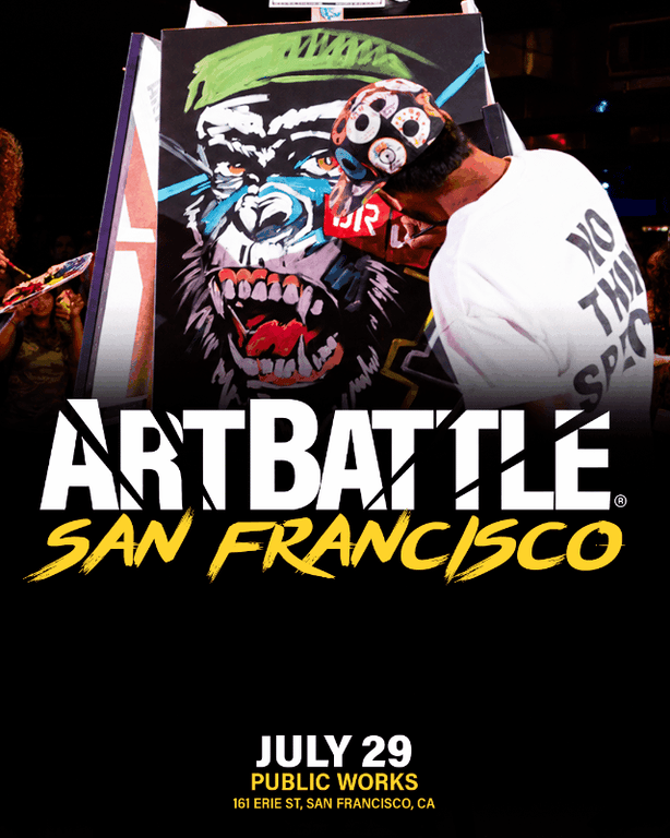 Promotional asset for Art Battle San Francisco on July 29, 2026: ab4107_ads_slide.gif.