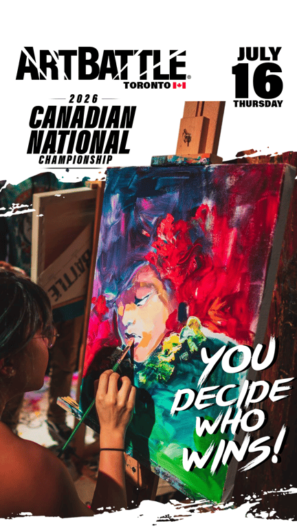 Promotional asset for Art Battle Toronto on July 16, 2026: ab4029_ads_9-16.png.