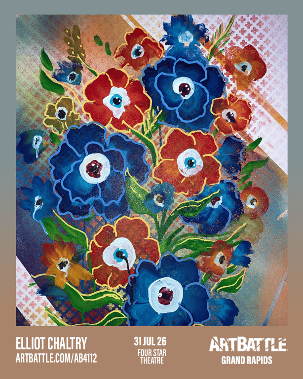 Promotional asset for Art Battle Grand Rapids on July 31, 2026: ab4112_elliot chaltry.png.
