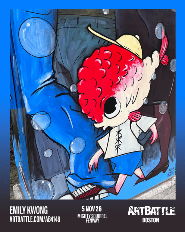 Promotional asset for Art Battle Boston on November 5, 2026: ab4146_emily kwong.png.