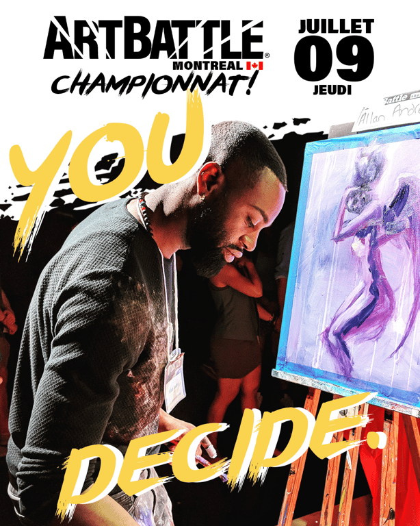 Promotional poster for Art Battle Montreal on July 9, 2026.