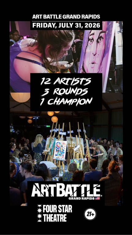 Promotional asset for Art Battle Grand Rapids on July 31, 2026: AB4112 - Grand Rapids - 31JUL2026A4.jpg.