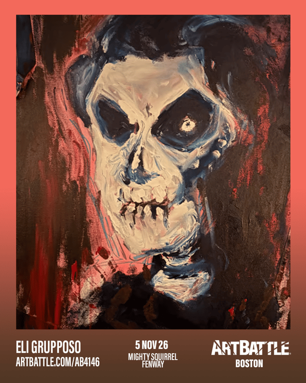 Promotional asset for Art Battle Boston on November 5, 2026: ab4146_eli grupposo.png.