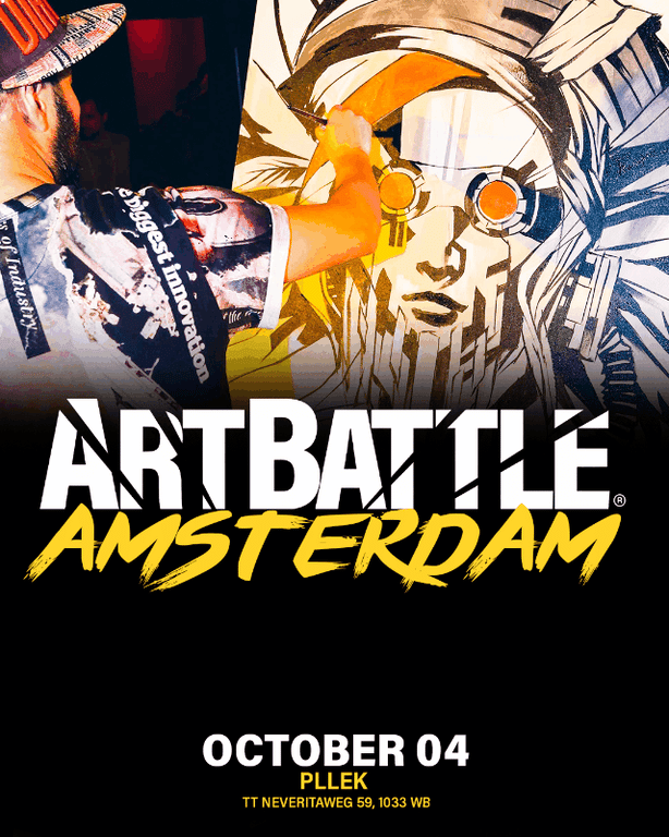 Promotional asset for Art Battle Amsterdam on October 4, 2026: ab4129_ads_slide.gif.