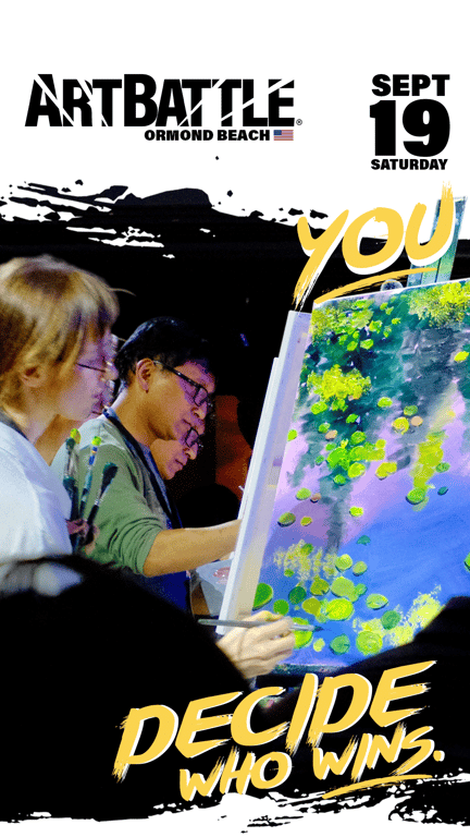Promotional asset for Art Battle Ormond Beach on September 19, 2026: ab4099_ads_9-16.png.