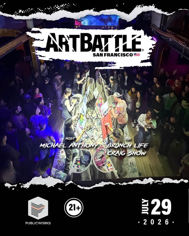 Promotional asset for Art Battle San Francisco on July 29, 2026: AB4107 - San Francisco - 29JULY2026A5.jpg.