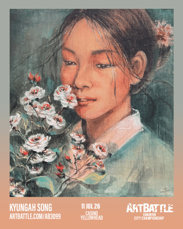 Promotional asset for Art Battle Edmonton on July 11, 2026: ab3099_kyungah song.png.
