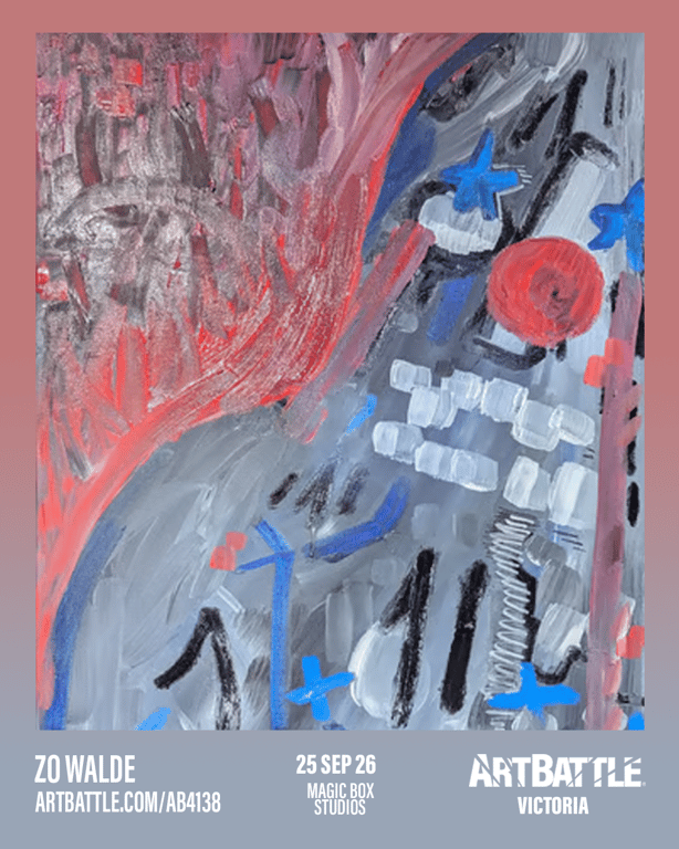 Promotional asset for Art Battle Victoria on September 25, 2026: ab4138_zo walde.png.