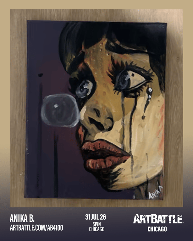 Promotional asset for Art Battle Chicago on July 31, 2026: ab4100_anika b.png.