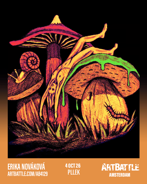 Promotional asset for Art Battle Amsterdam on October 4, 2026: ab4129_erika.png.