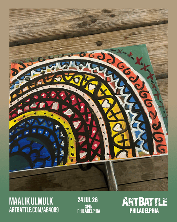 Promotional asset for Art Battle Philadelphia on July 24, 2026: ab4089_maalik ulmulk.png.