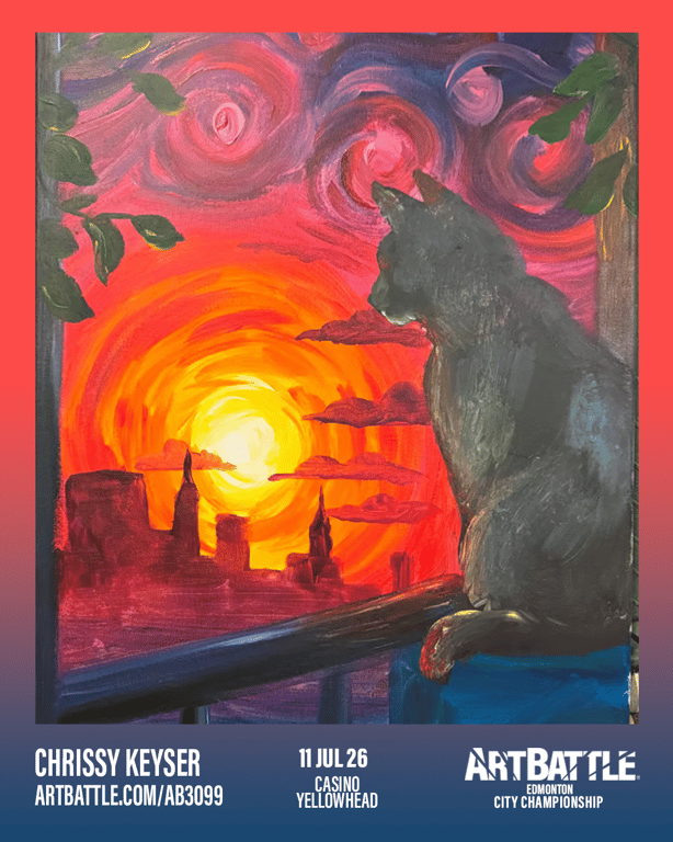 Promotional asset for Art Battle Edmonton on July 11, 2026: ab3099_chrissy keyser.png.