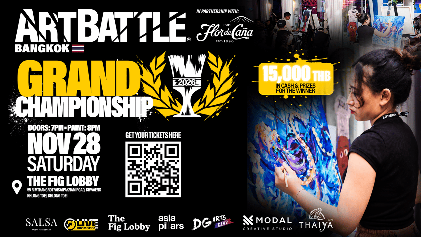 Promotional asset for Art Battle Bangkok on November 28, 2026: AB4157 - Bangkok - 28NOV2026 - 1920x1080.png.