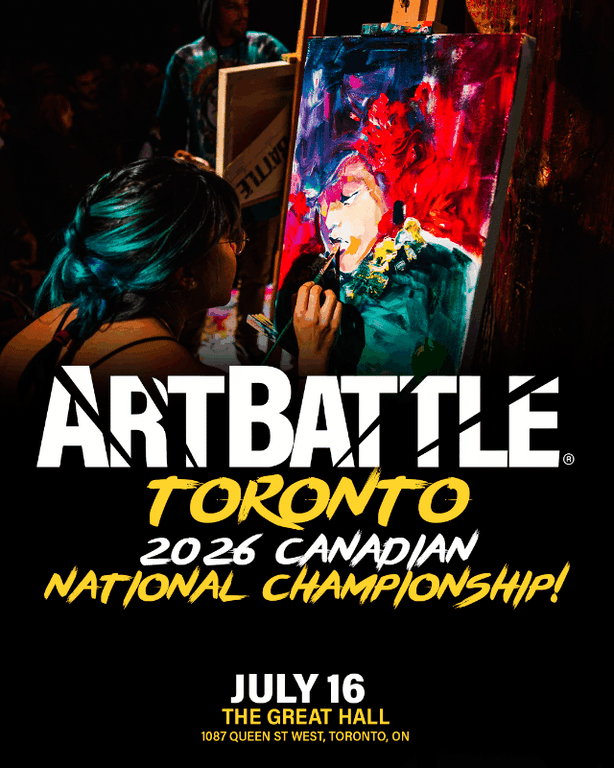 Promotional asset for Art Battle Toronto on July 16, 2026: ab4029_ads_slide.gif.