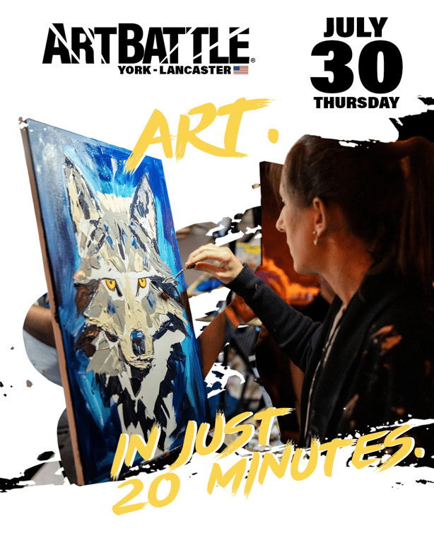 Promotional asset for Art Battle Lancaster on July 30, 2026: ab4088_ads_3-4.png.