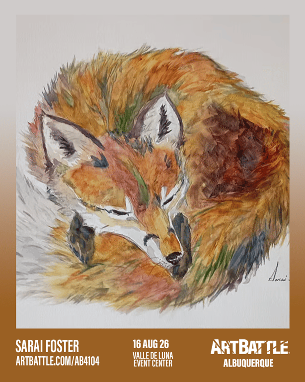Promotional asset for Art Battle Albuquerque on August 16, 2026: ab4104_sarai foster.png.