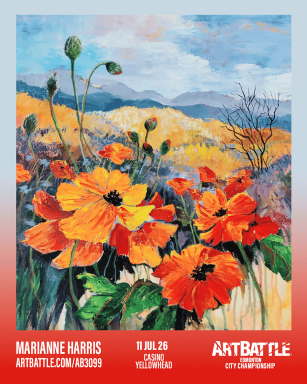 Promotional asset for Art Battle Edmonton on July 11, 2026: ab3099_marianne harris.png.