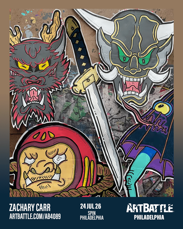 Promotional asset for Art Battle Philadelphia on July 24, 2026: ab4089_zachary carr.png.