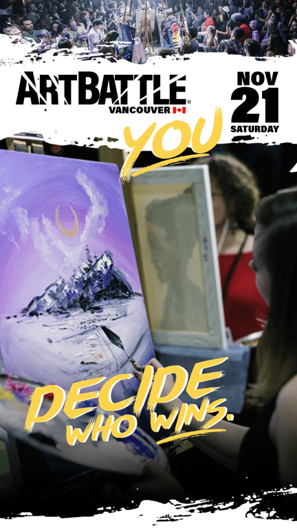 Promotional asset for Art Battle Vancouver on November 21, 2026: ab4156_ads_9-16.png.