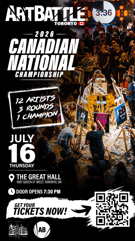 Promotional asset for Art Battle Toronto on July 16, 2026: ab4029 - CNC 2026 Toronto - 1080x1920.png.