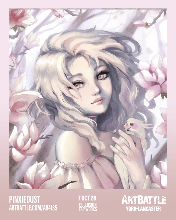 Promotional asset for Art Battle Lancaster on October 7, 2026: ab4135_pinxiedust.png.