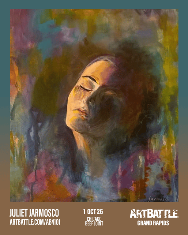 Promotional asset for Art Battle Grand Rapids on October 1, 2026: ab4101_juliet jarmosco.png.