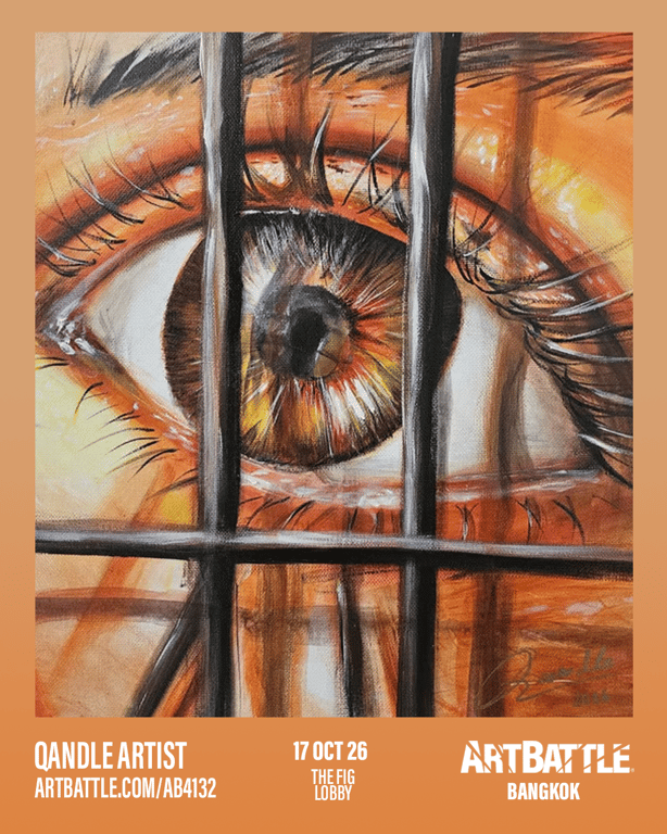 Promotional asset for Art Battle Bangkok on October 17, 2026: ab4132_qandle artist.png.