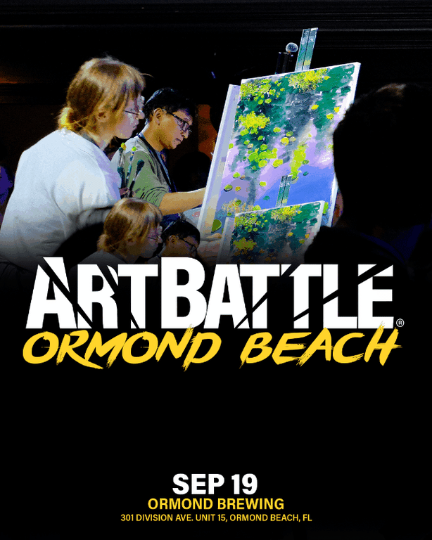 Promotional asset for Art Battle Ormond Beach on September 19, 2026: ab4099_ads_slide.gif.