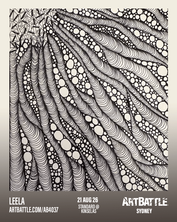 Promotional asset for Art Battle Sydney on August 21, 2026: ab4037_leela.png.