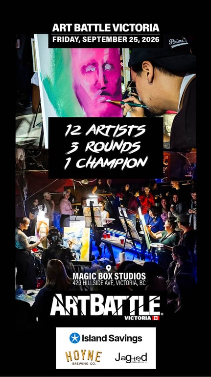 Promotional asset for Art Battle Victoria on September 25, 2026: AB4138 - Victoria - 25SEP2026A4.jpg.