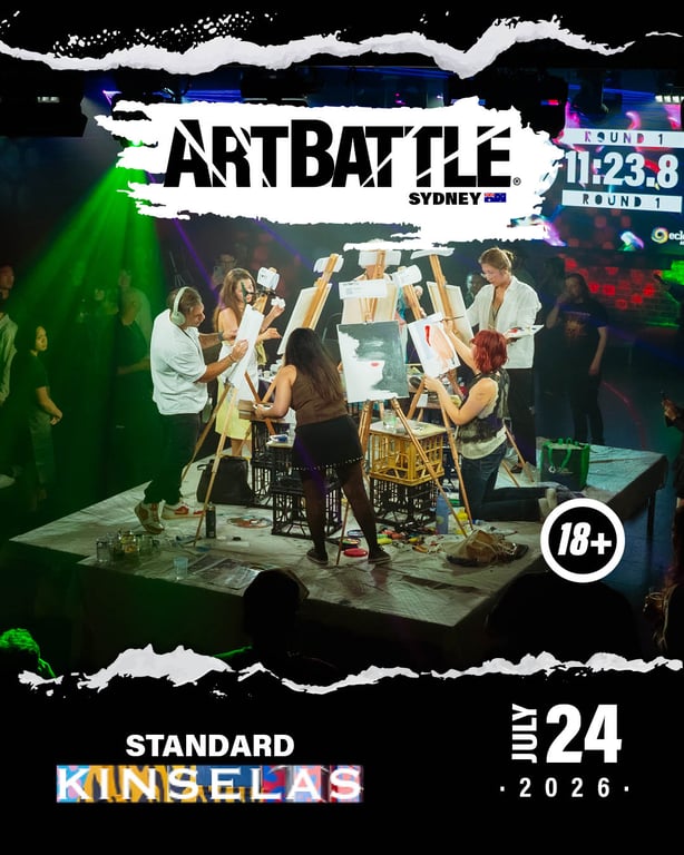 Promotional poster for Art Battle Sydney on July 24, 2026.