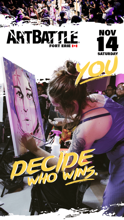 Promotional asset for Art Battle Fort Erie on November 14, 2026: ab4153_ads_9-16.png.
