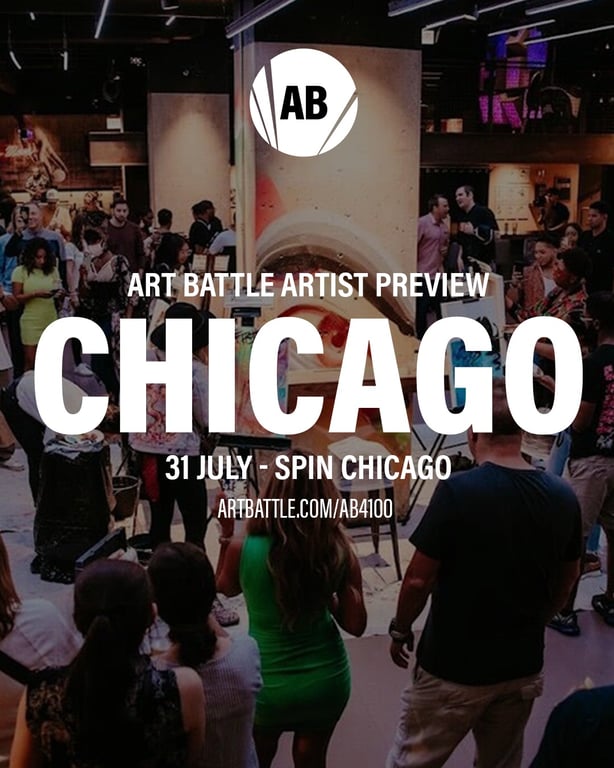 Promotional asset for Art Battle Chicago on July 31, 2026: ab4100_artists_preview.png. Fallback upload from original ab4100_artists_preview.png as flattened JPEG.