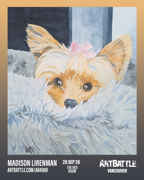 Promotional asset for Art Battle Vancouver on September 26, 2026: ab4069_madison lirenman.png.