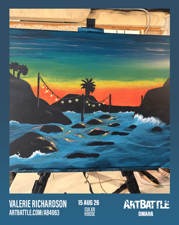 Promotional asset for Art Battle Omaha on August 15, 2026: ab4063_valerie richardson.png.