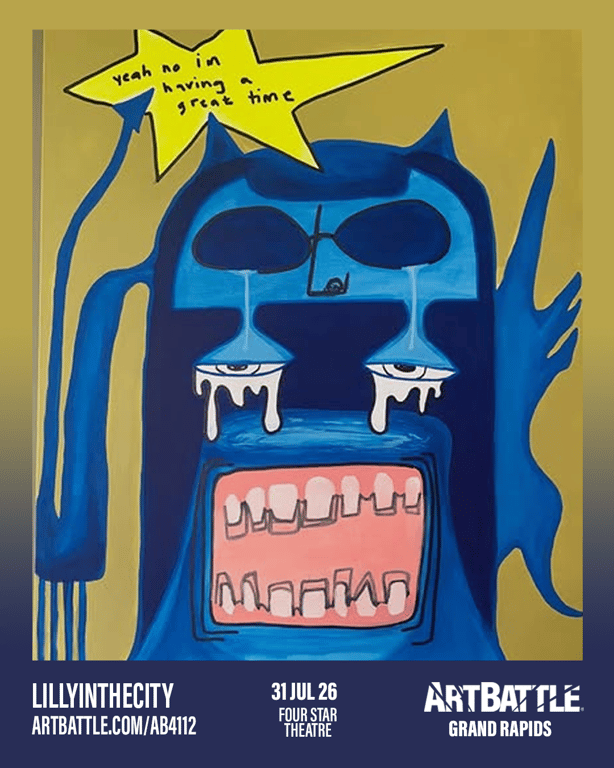 Promotional asset for Art Battle Grand Rapids on July 31, 2026: ab4112_lillyinthecity.png.