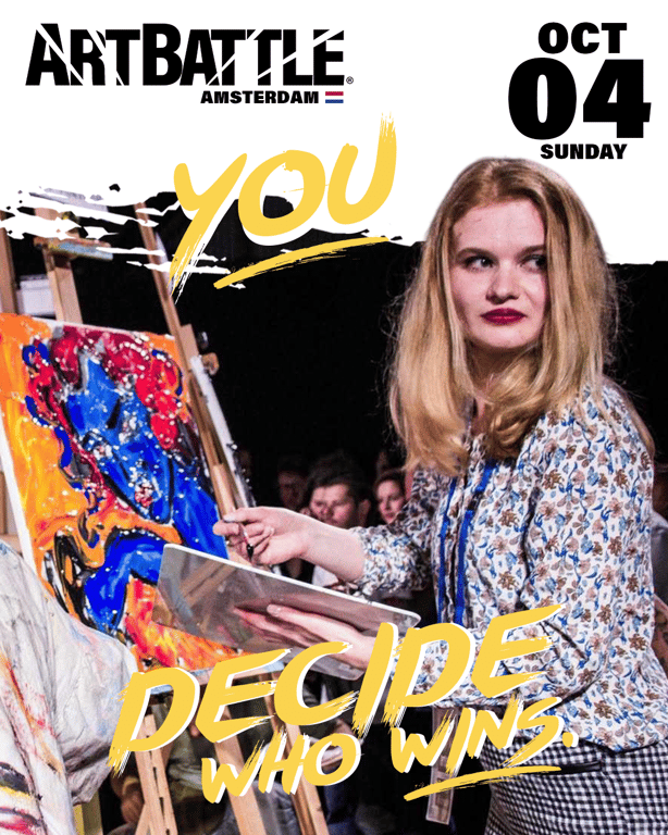 Promotional asset for Art Battle Amsterdam on October 4, 2026: ab4129_ads_4-5.png.
