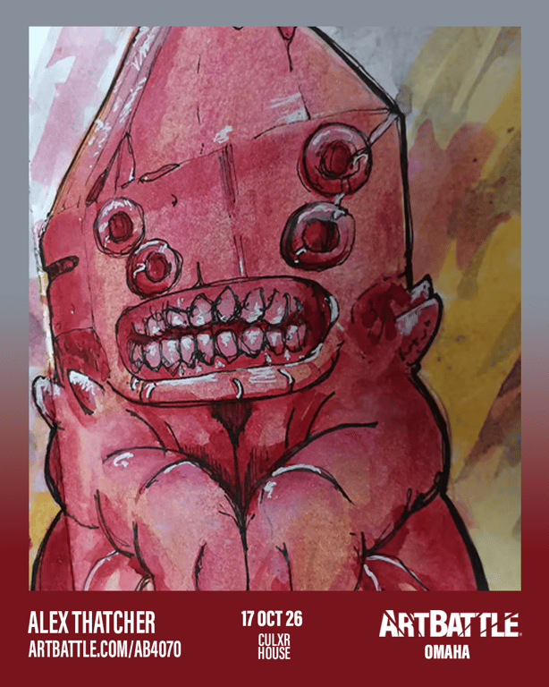 Promotional asset for Art Battle Omaha on October 17, 2026: ab4070_alex thatcher.png.