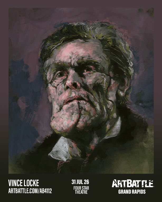 Promotional asset for Art Battle Grand Rapids on July 31, 2026: ab4112_vince locke.png.