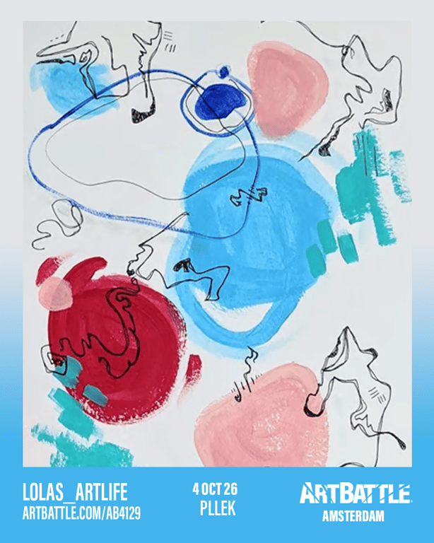 Promotional asset for Art Battle Amsterdam on October 4, 2026: ab4129_lolas artlife.png.